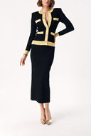 Mustard Button detailed cardigan and skirt suit 28879