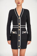 Black Colorblock cardigan with button detail 28886