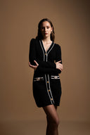 Black Colorblock cardigan with button detail 28886