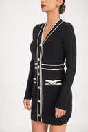 Black Colorblock cardigan with button detail 28886