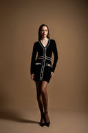 Black Colorblock cardigan with button detail 28886