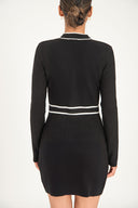 Black Colorblock cardigan with button detail 28886