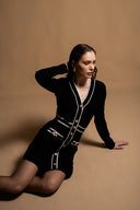 Black Colorblock cardigan with button detail 28886