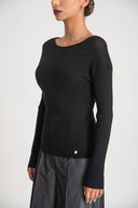 Black Embellished viscosa sweater 28887