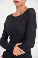Black Embellished viscosa sweater 28887