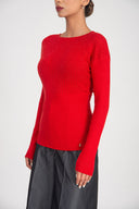 Red Embellished viscosa sweater 28887