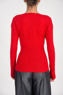 Red Embellished viscosa sweater 28887