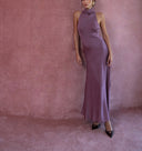 Pink Sleeveless turtleneck long dress 28894