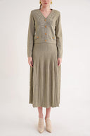 Green Knitwear suit with pleated detail skirt and jacket 28889