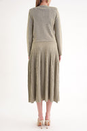 Green Knitwear suit with pleated detail skirt and jacket 28889