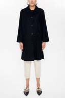 Black Wide cut slit coat 30422