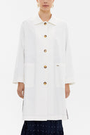 White Wide cut slit coat 30422