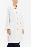 White Wide cut slit coat 30422