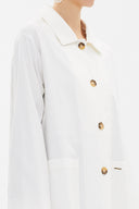 White Wide cut slit coat 30422