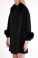 Black Wool coat with knitted details 30430