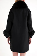 Black Wool coat with knitted details 30430