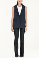 Navy Blue Single Button sleeveless vest 60893