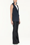 Navy Blue Single Button sleeveless vest 60893