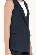 Navy Blue Single Button sleeveless vest 60893