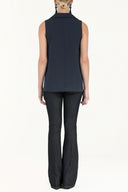 Navy Blue Single Button sleeveless vest 60893