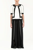 White-Black Zipped and seam stitch  knit jacket 60994