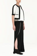 White-Black Zipped and seam stitch  knit jacket 60994