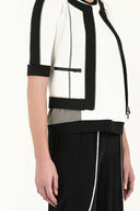 White-Black Zipped and seam stitch  knit jacket 60994
