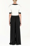 White-Black Zipped and seam stitch  knit jacket 60994