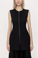 Black Zipped slim fit vest 61154
