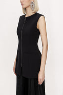 Black Zipped slim fit vest 61154