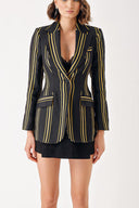 Black Striped linen blazer 61168
