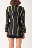 Black Striped linen blazer 61168