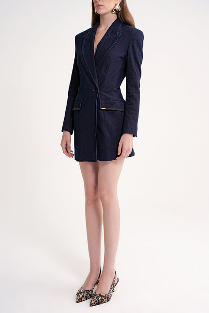 Navy Blue Slim fit blazer denim jacket 61180