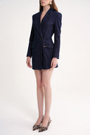 Navy Blue Slim fit blazer denim jacket 61180