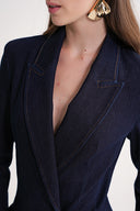 Navy Blue Slim fit blazer denim jacket 61180