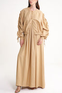 Camel Hair Short jacket with gathered sleeves and elasticated waist with snap fasteners 61185