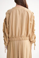 Camel Hair Short jacket with gathered sleeves and elasticated waist with snap fasteners 61185