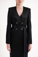 Black Padded and belted blazer 61187