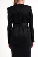 Black Padded and belted blazer 61187