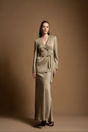Beige Padded and belted blazer 61187