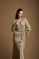 Beige Padded and belted blazer 61187