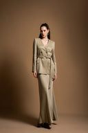 Beige Padded and belted blazer 61187