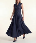 Navy Blue Waist-fitting bag with lining and pocket details 61188