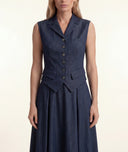 Navy Blue Waist-fitting bag with lining and pocket details 61188