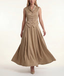 Beige Waist-fitting bag with lining and pocket details 61188