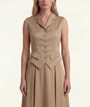 Beige Waist-fitting bag with lining and pocket details 61188