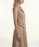 Beige Waist-fitting bag with lining and pocket details 61188