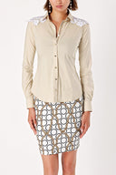 Beige Ecru Guipure DETAILED POPLIN SHIRT 10429