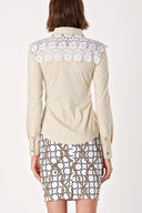 Beige Ecru Guipure DETAILED POPLIN SHIRT 10429