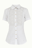 White Silk  garnished  poplin shirt  10440